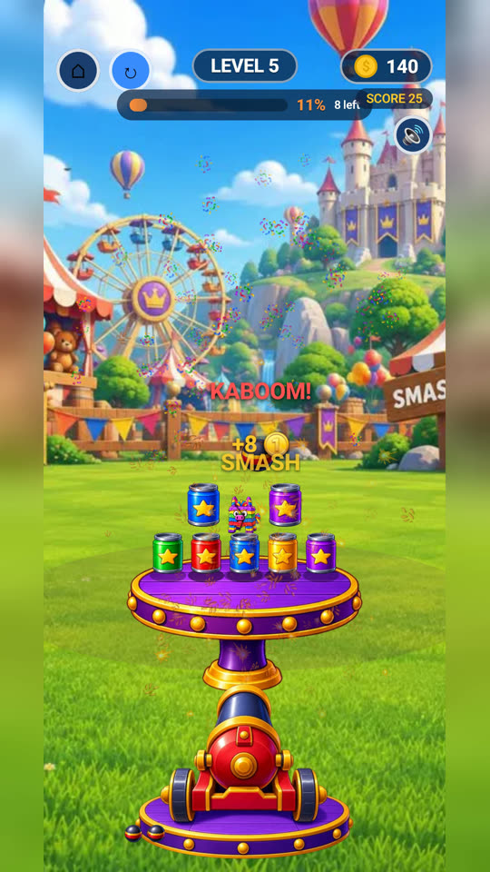 Home screen with Play, Levels, Daily Midway and Prizes
